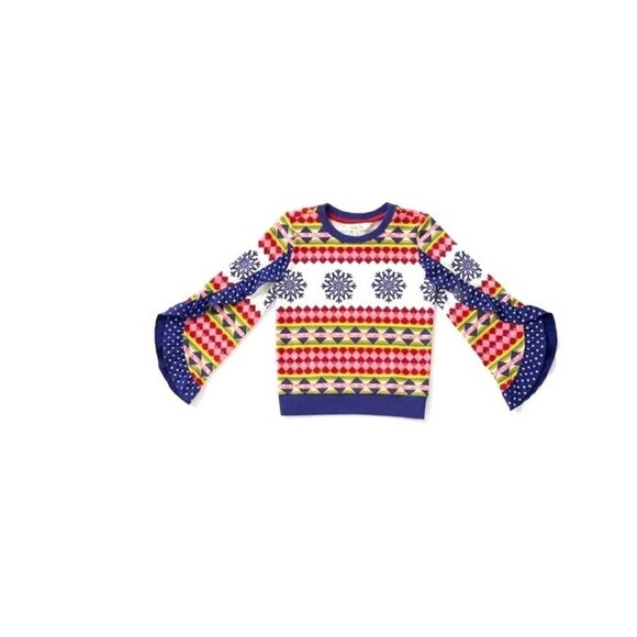 NWT Matilda Jane Girls Moments with you Falling Snow Holiday Ruffle Sweater 12 - Picture 1 of 9